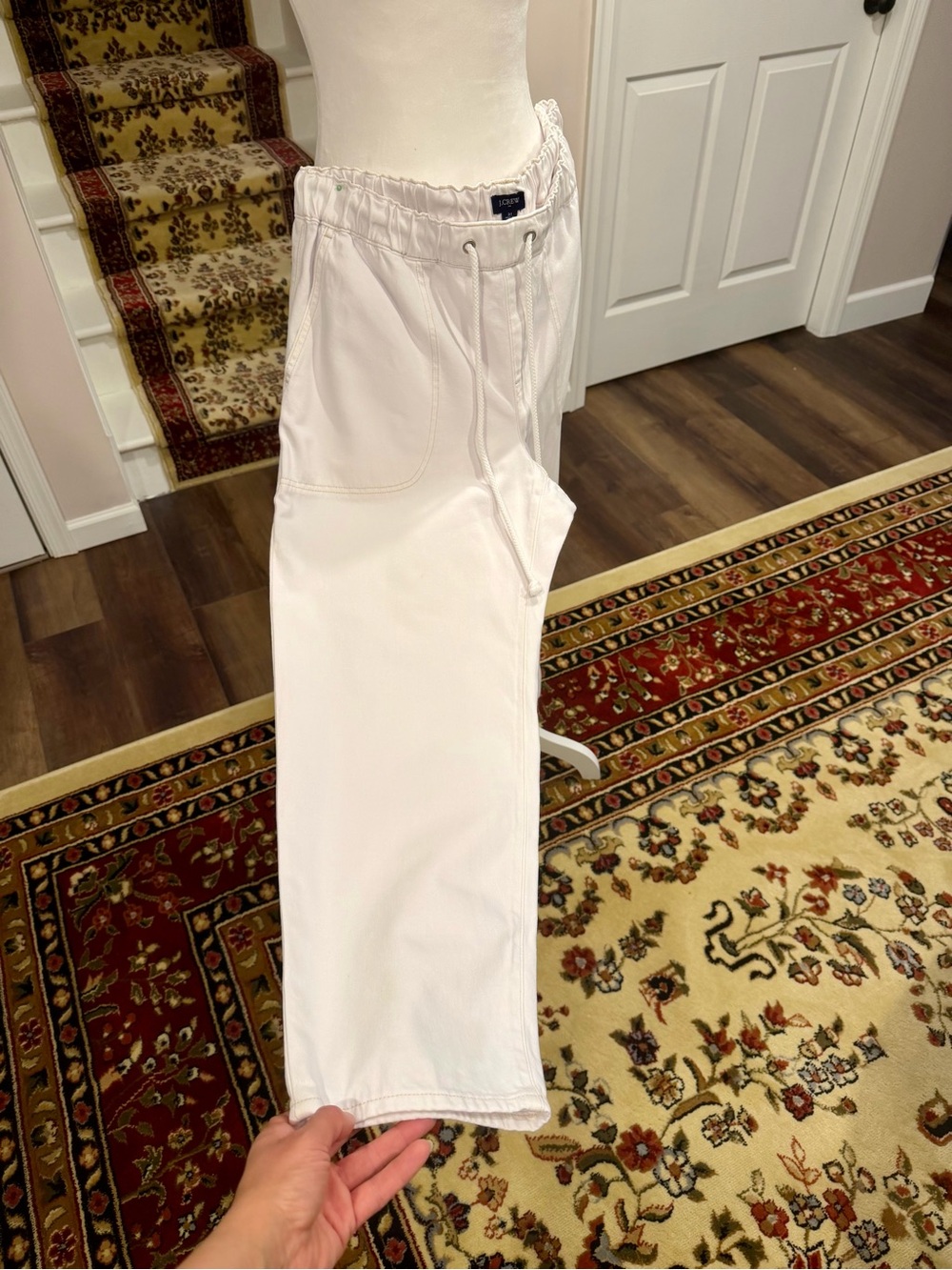 J.Crew White Drawstring Jeans Straight Leg - Picture 3 of 7